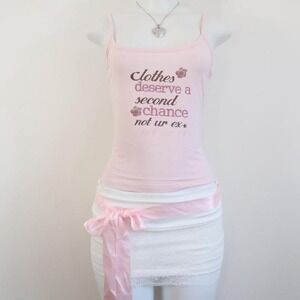 y2k second chance cami pink coquette graphic baby tee